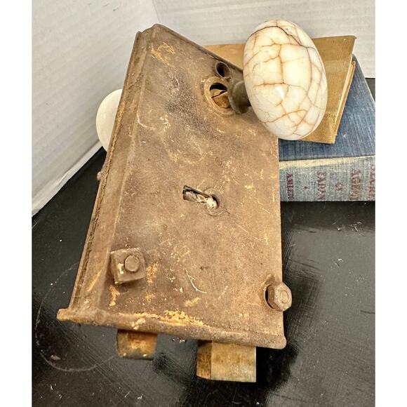 Door Knobs, Antique WHITE Porcelain Door Knob Set (Nice For Restoration Project) - Picture 7 of 7